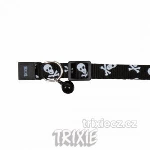Obojek pro koťata motiv LEBKA s rolničkou