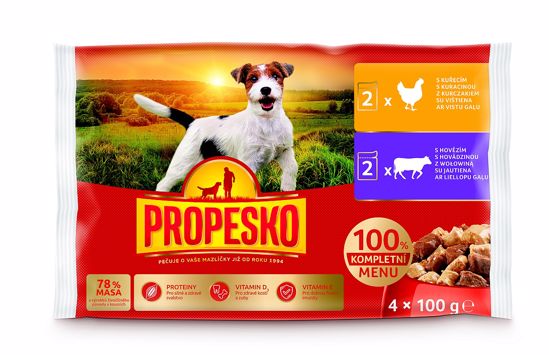 PROPESKO KAPSA DOG 4-pack 100g-hovězí, kuřecí