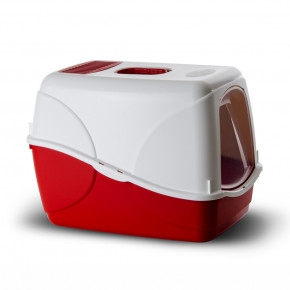 Uzavřená toaleta pro kočky MPS Buffy, 54×38×38 cm, červená, s filtrem